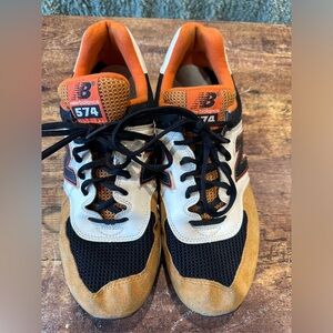 Vintage New Balance 574 White Tan Orange Shoes - Men's Size 11.5